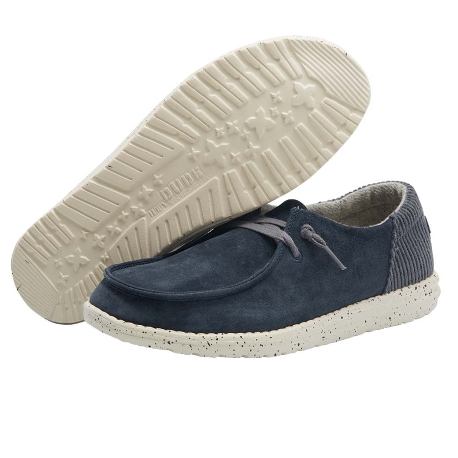 Hey Dude Wendy Wildleder Navy - Seitliche Detailansicht