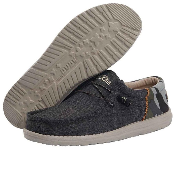 Hey Dude Wally Funk Camo Dunkelgrau Comfort Technology Display