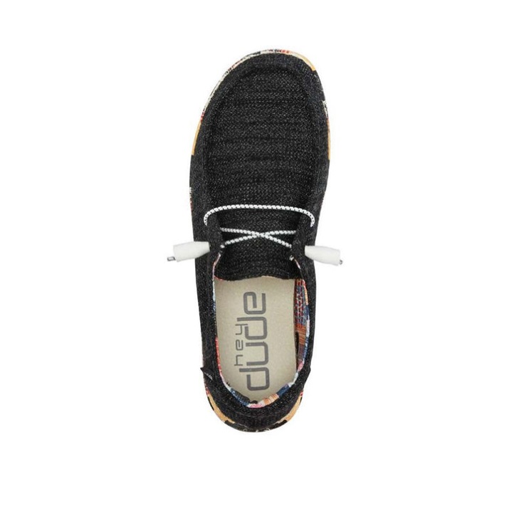 Wendy Print Schwarz Geo Schuhe Detail der elastischen Schnürsenkel