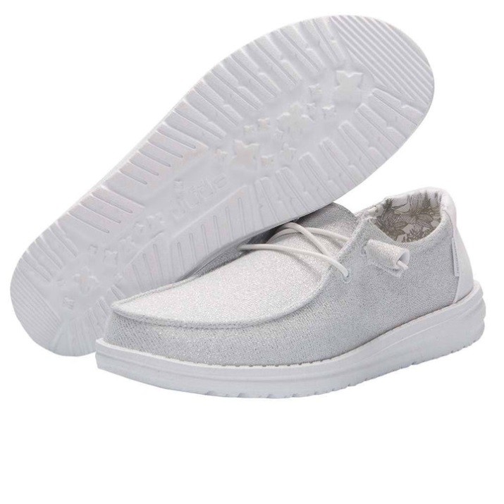 Wendy Stretch Sparkling White Detailansicht Schnürsenkel
